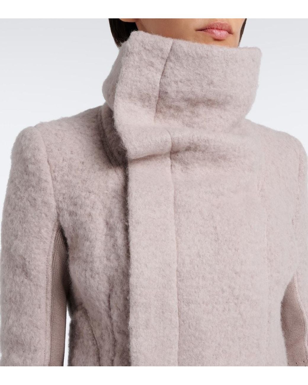 Rick Owens Gray Asymmetric Alpaca And Wool-Blend Jacket