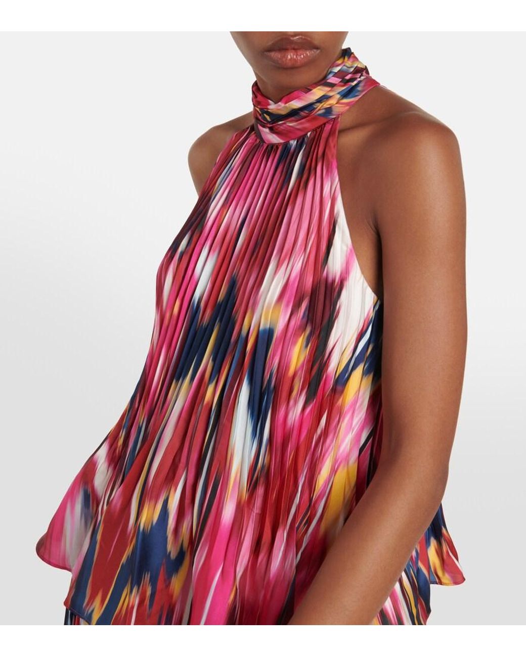 Jonathan Simkhai Red Yasenia Printed Plisse Top