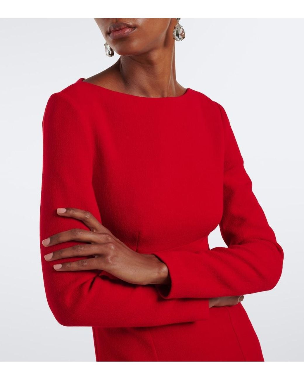 Roland Mouret Red Wool Crepe Cocktail Dress