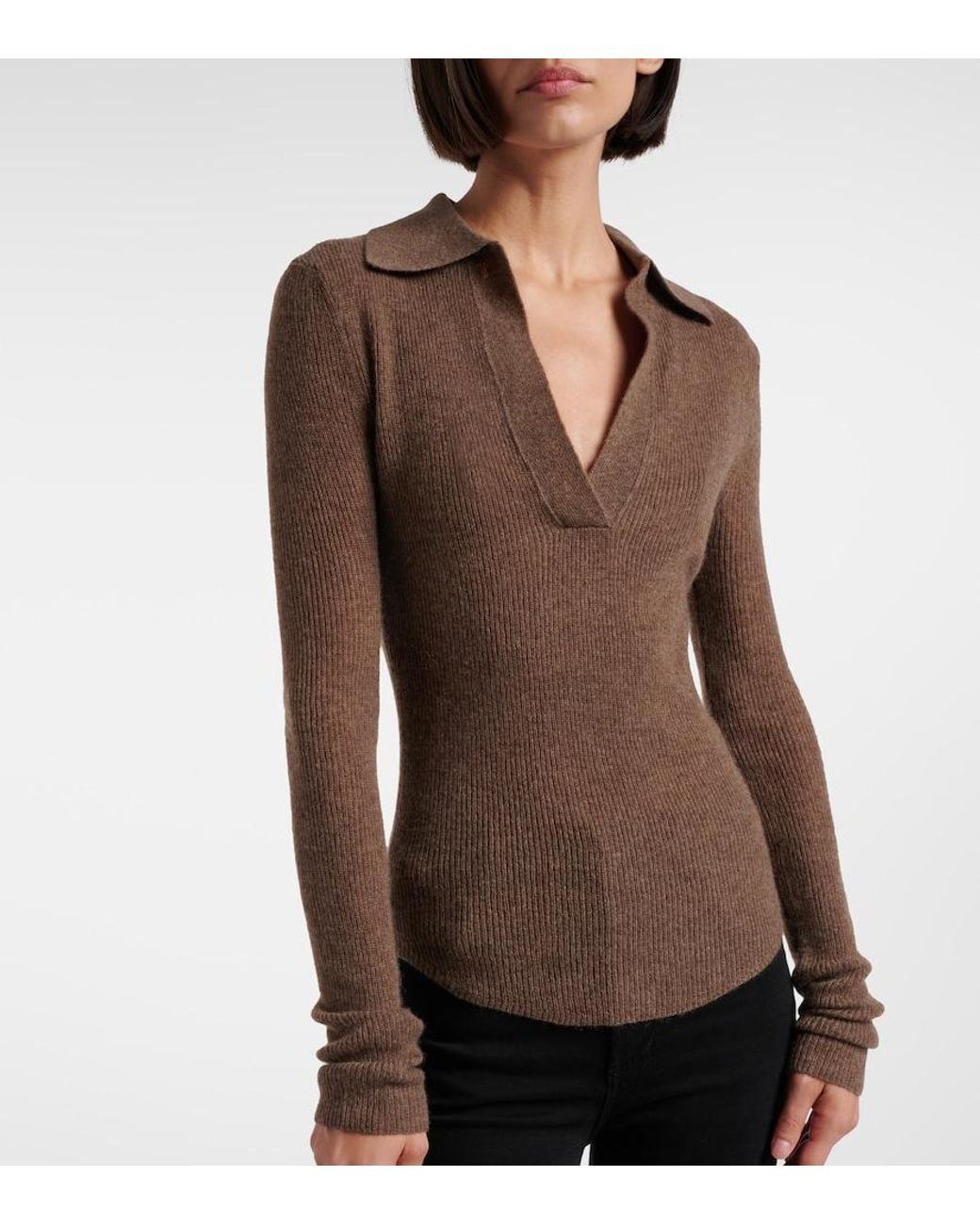 Citizens of Humanity Brown Simone Wool And Cashmere Polo Sweater