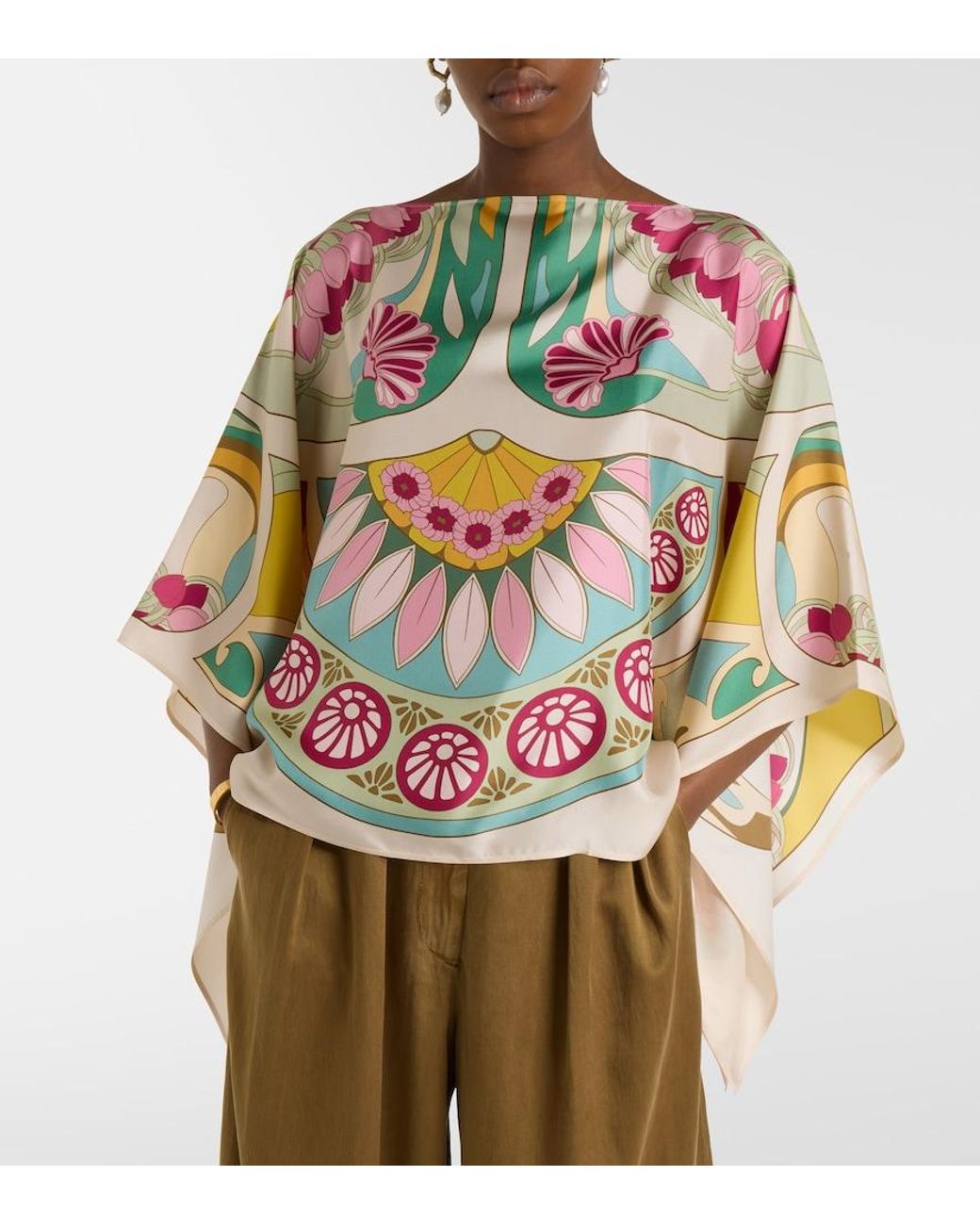LaDoubleJ Multicolor Square Printed Silk Twill Top