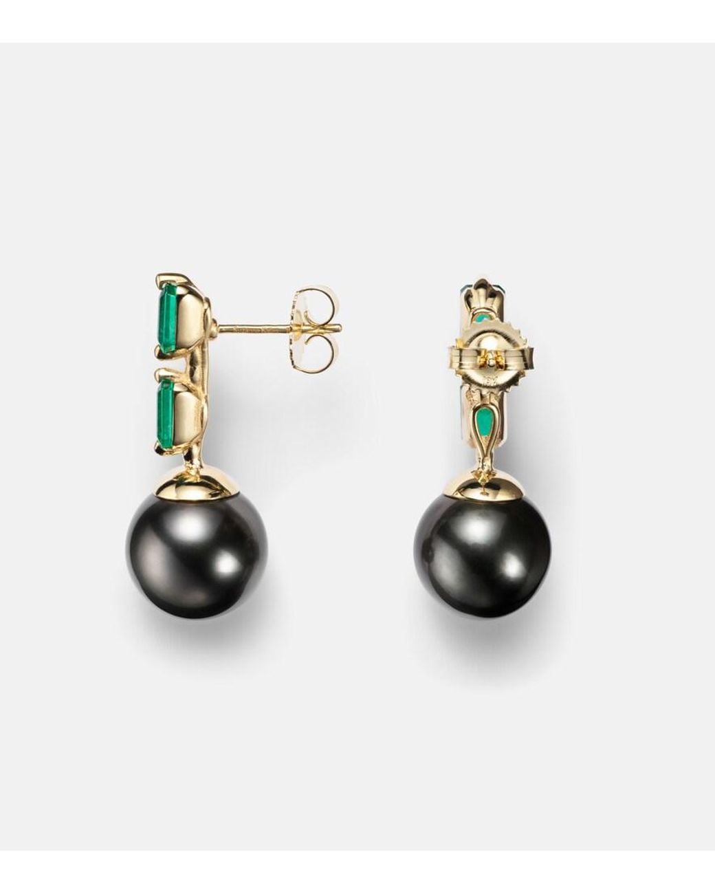 Suzanne Kalan Black 18Kt Drop Earrings With Pearls And Emeralds