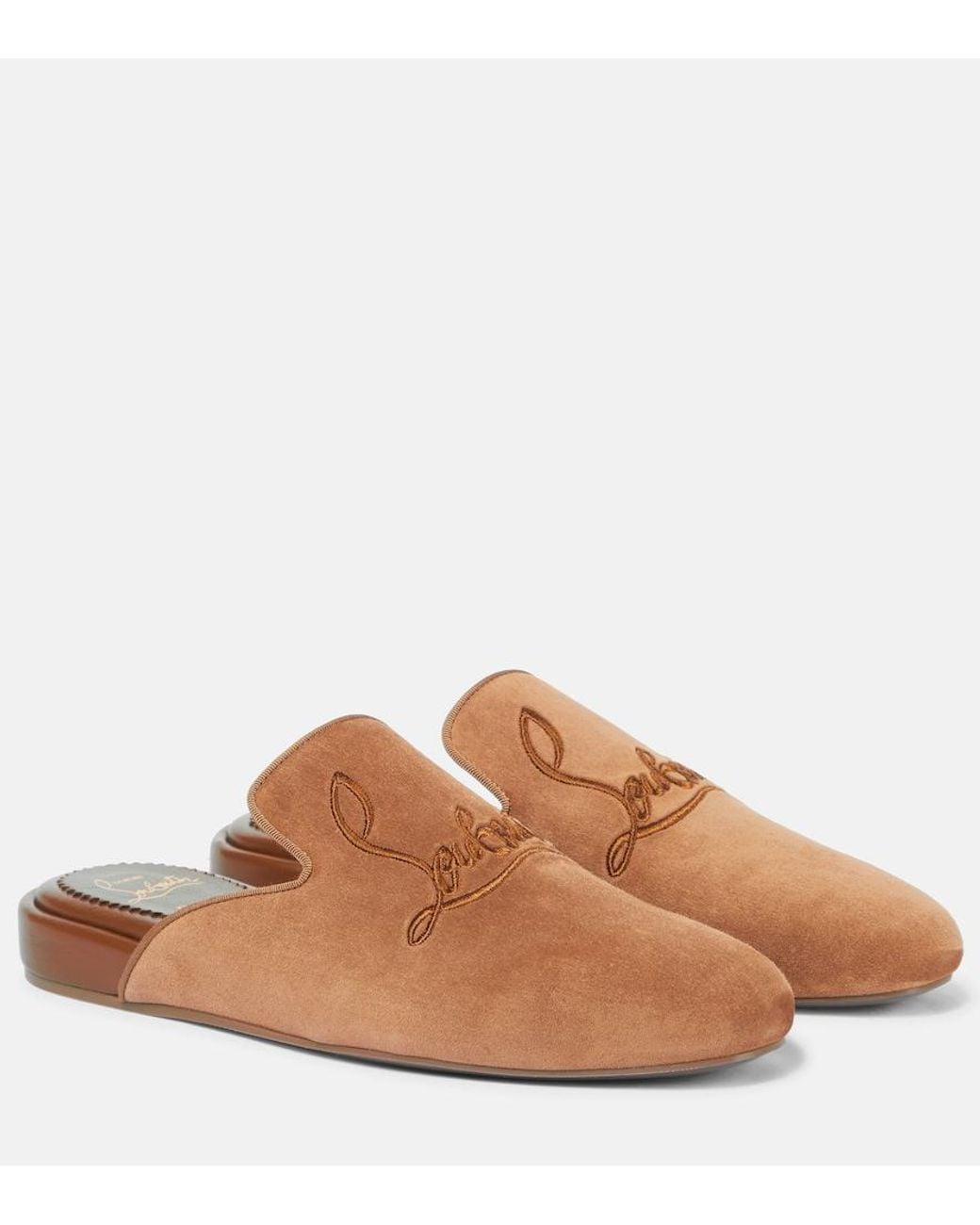 Christian Louboutin Brown Coolito Donna Suede Slippers