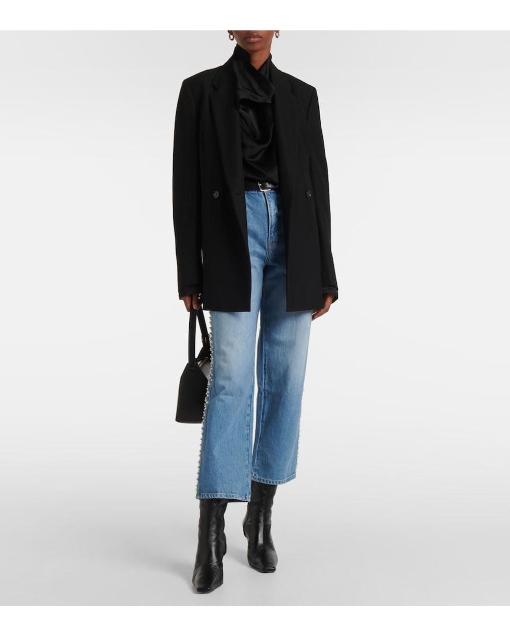 FRAME Blue Atelier Le Jane Embellished Cropped Jeans