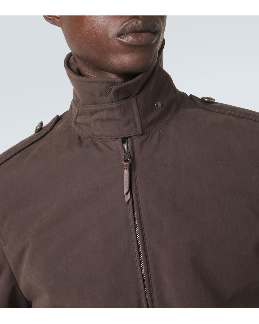 Brunello Cucinelli Brown Shearling-Trimmed Blouson Jacket for men