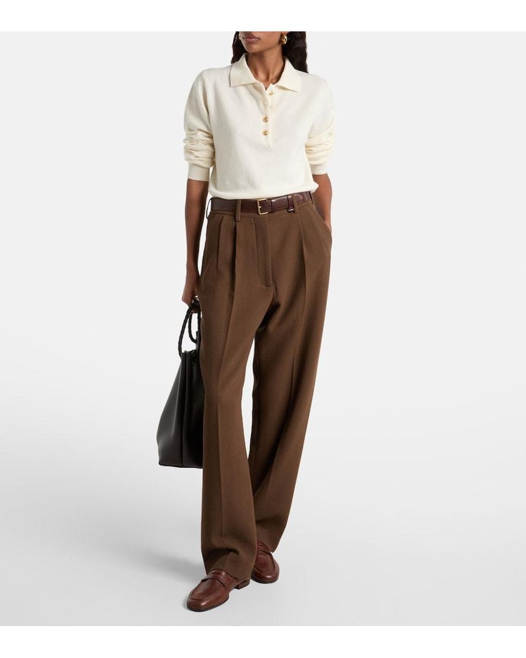 Blazé Milano White Highland Wool And Cashmere Polo Sweater