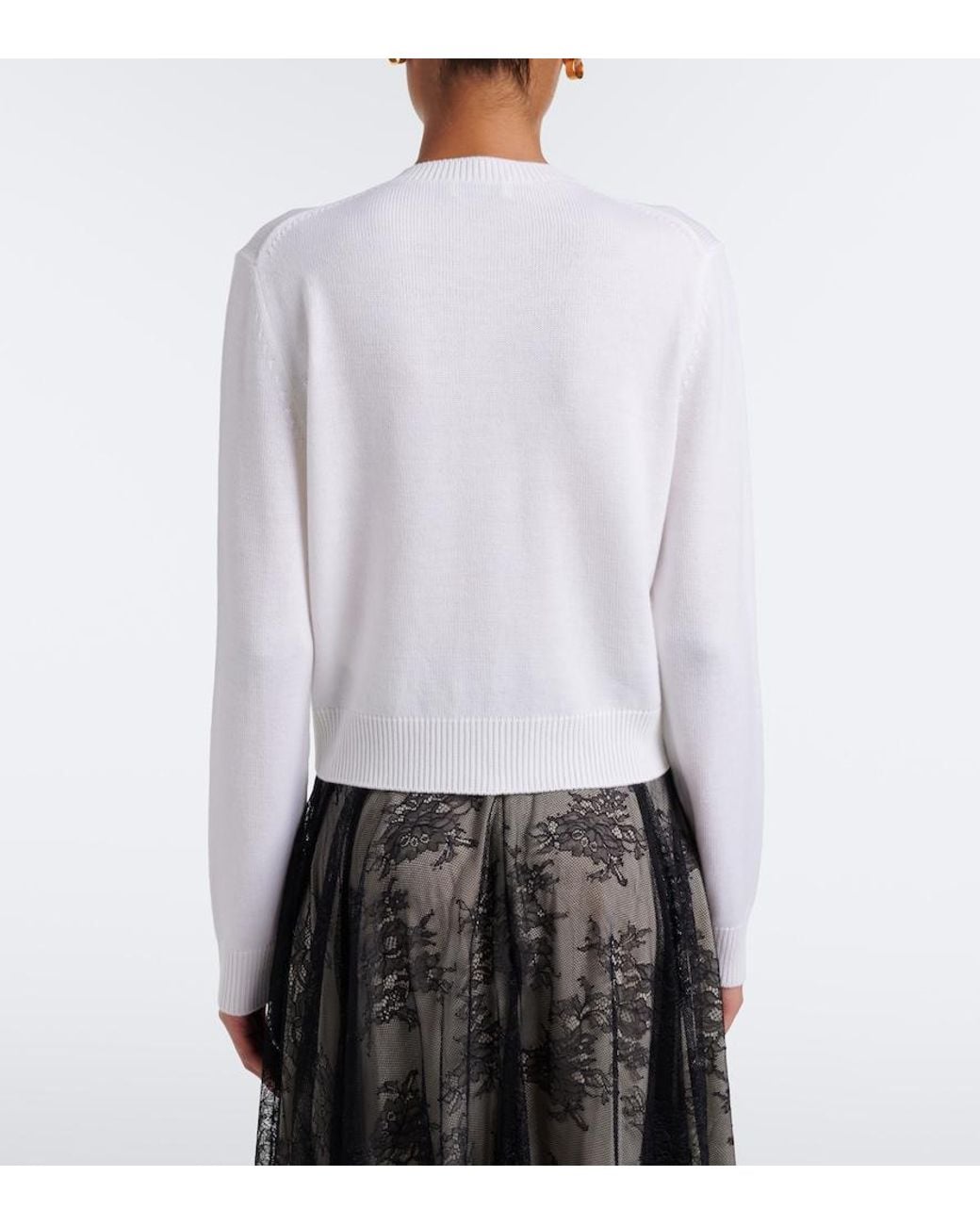 Erdem White Embellished Wool Cardigan