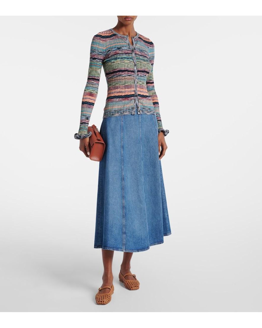 Ulla Johnson Blue Uma Denim Midi Skirt