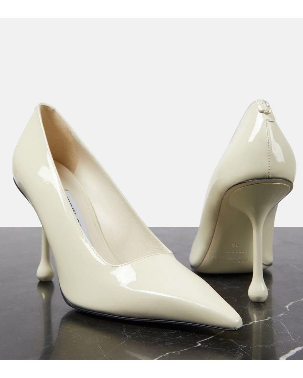 Jimmy Choo White Ixia 95 Patent Leather Pumps