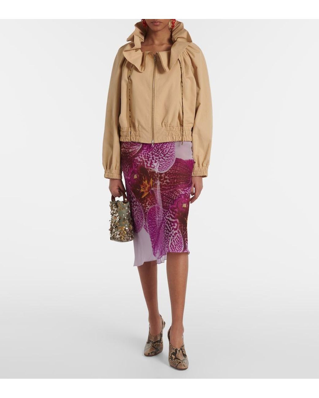 Dries Van Noten Metallic Snake-Effect Leather Wedges