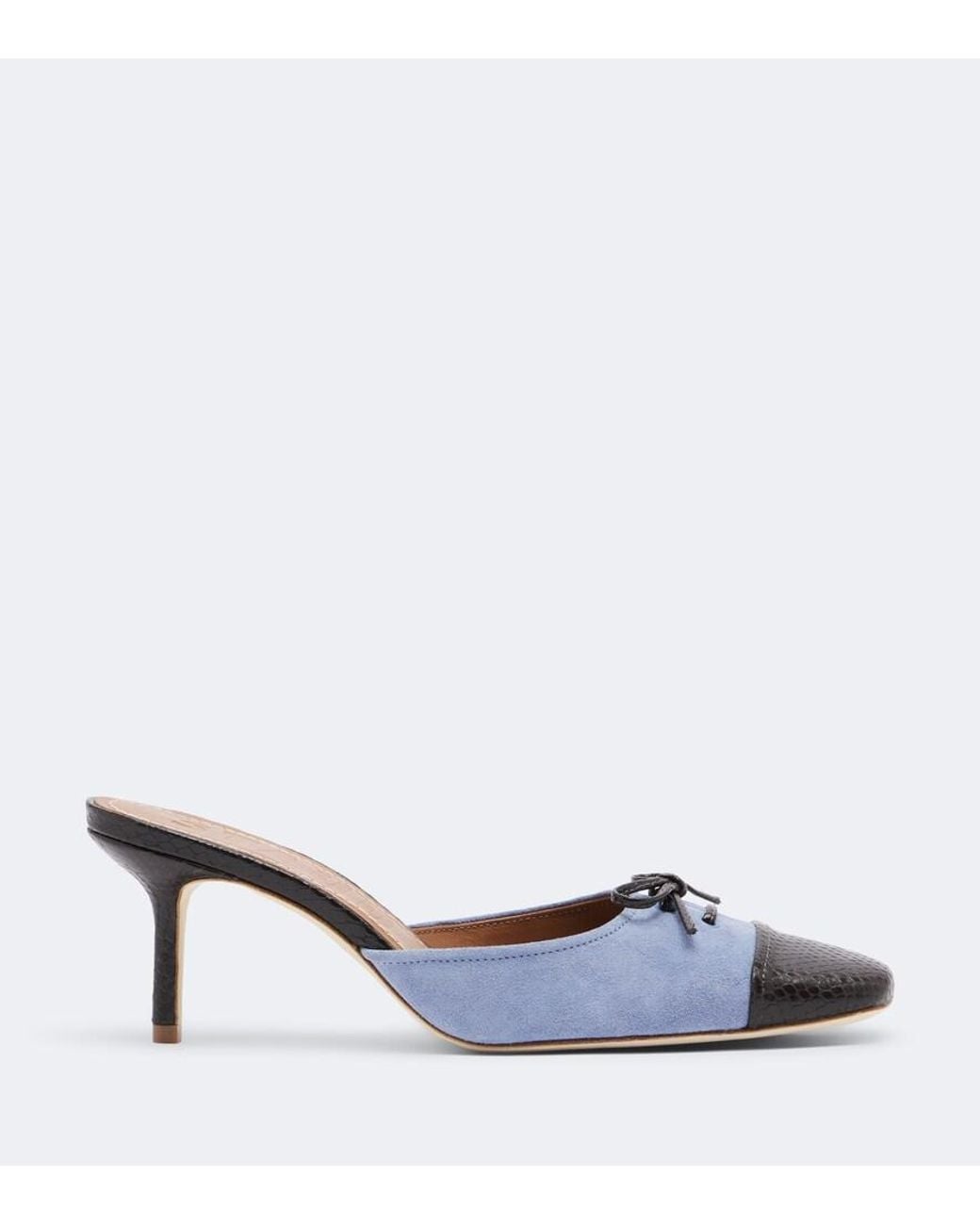 Staud Blue Faye Leather-Trimmed Suede Mules
