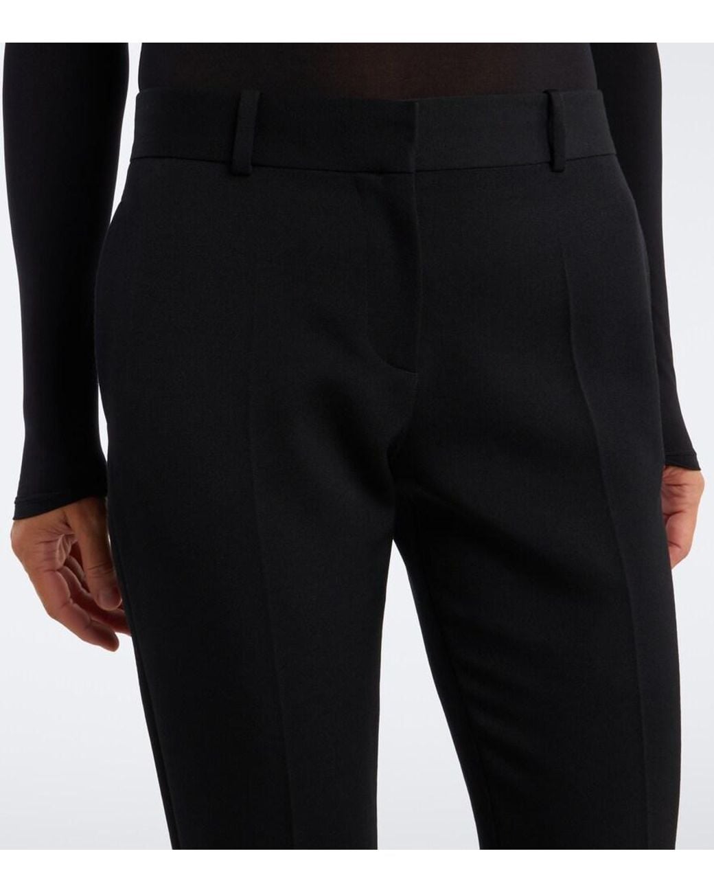 The Row Black Kloe Wool Straight Pants