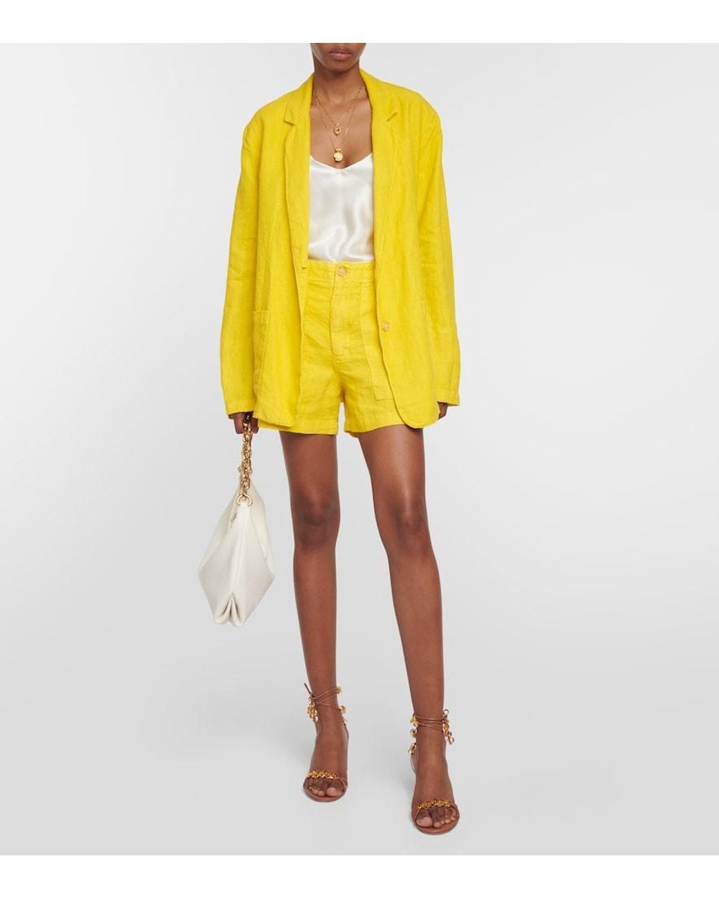 Velvet Yellow Fallon Linen Shorts