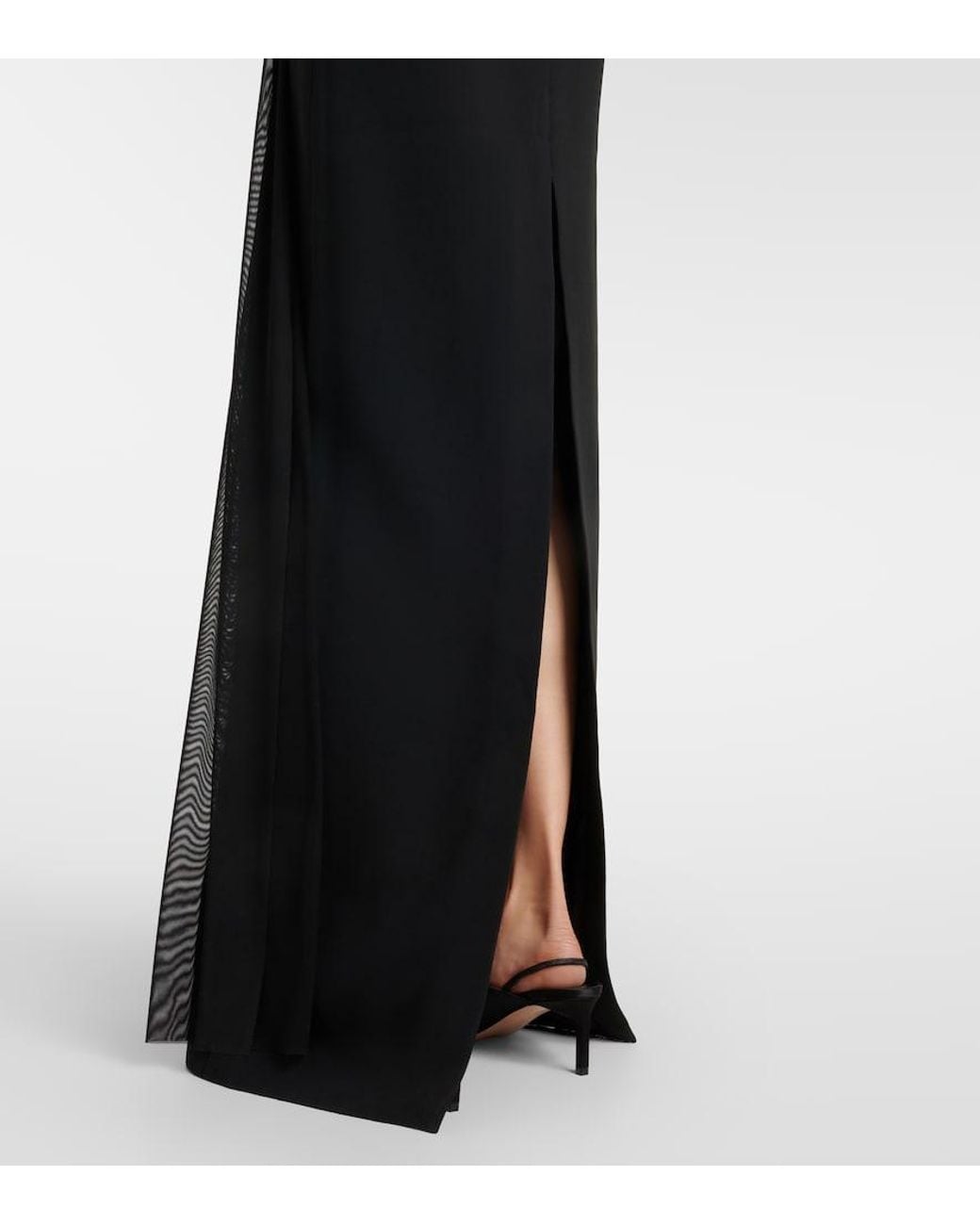 David Koma Black Sequined Paneled Bustier Gown