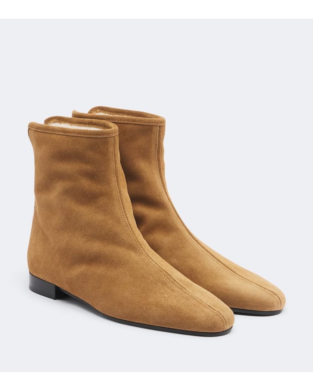 Totême Brown Shearling-Lined Suede Ankle Boots