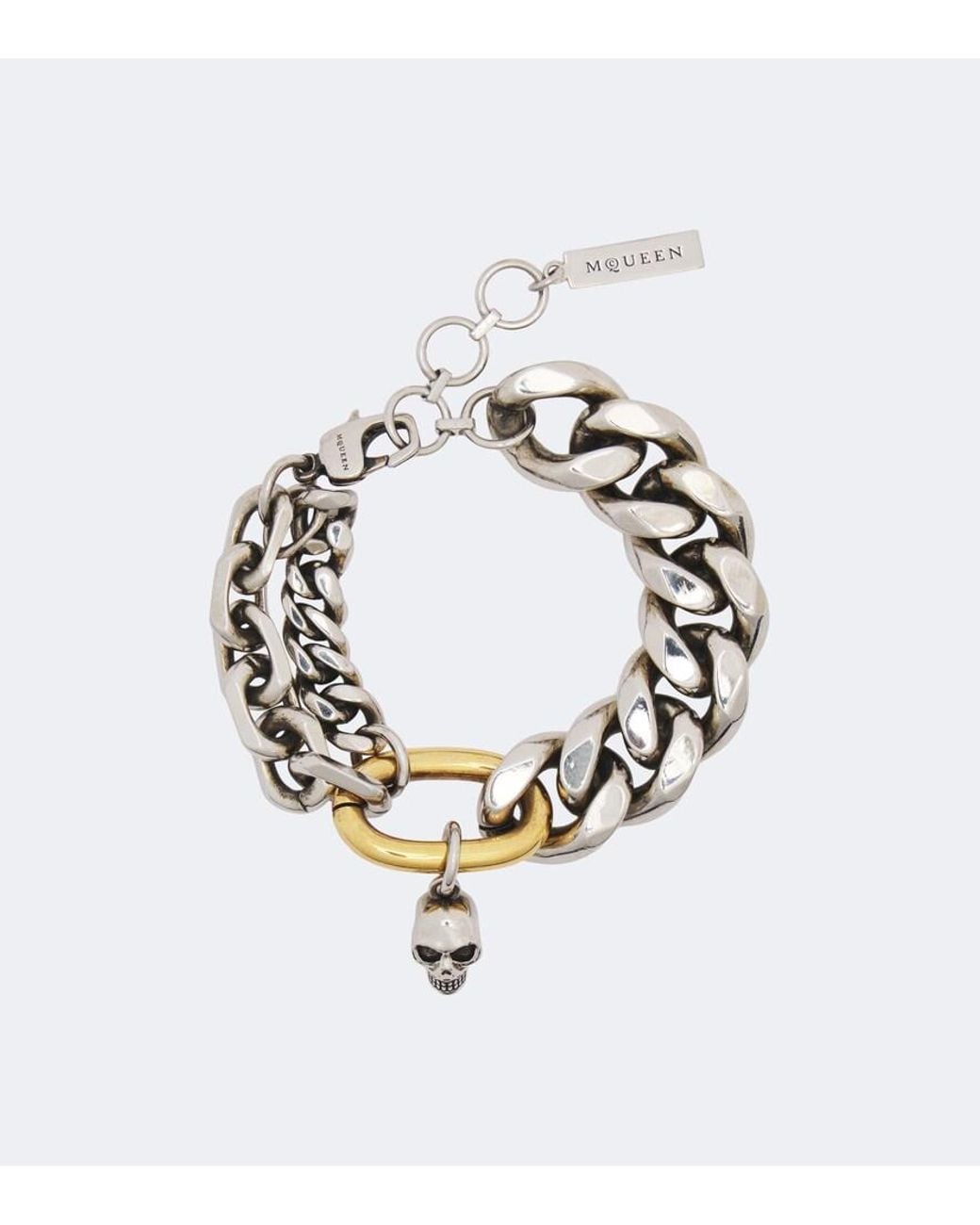 McQueen Metallic Skull Chain Bracelet