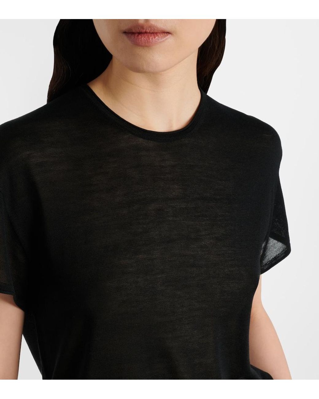 Totême  Black Knitted Silk T-Shirt