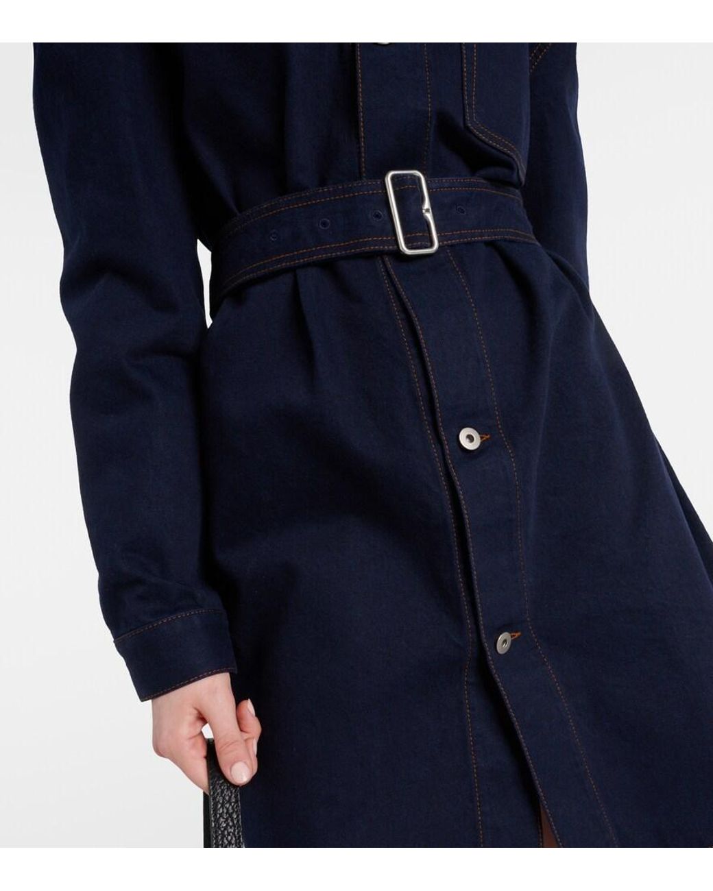 Burberry Blue Belted Denim Shirt Dress