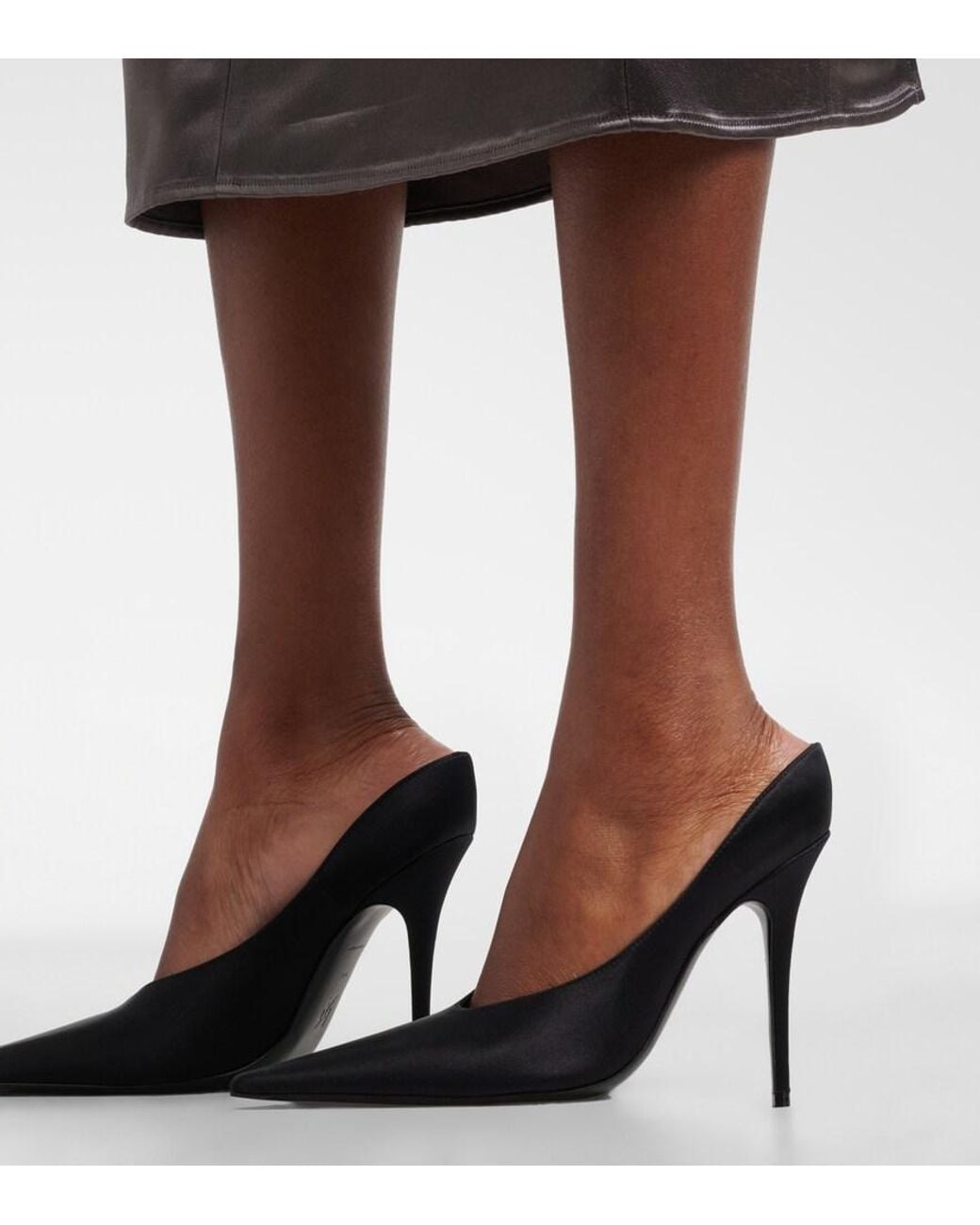 AMINA MUADDI Black Anok Satin Mules