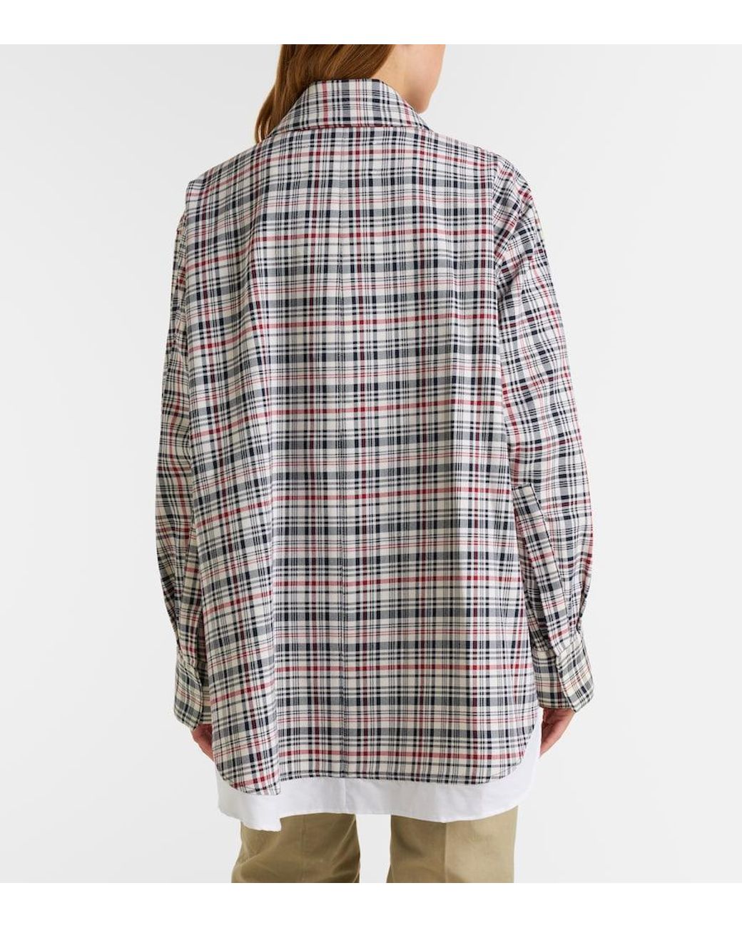 Victoria Beckham White Checked Oversized Cotton And Wool Jacket