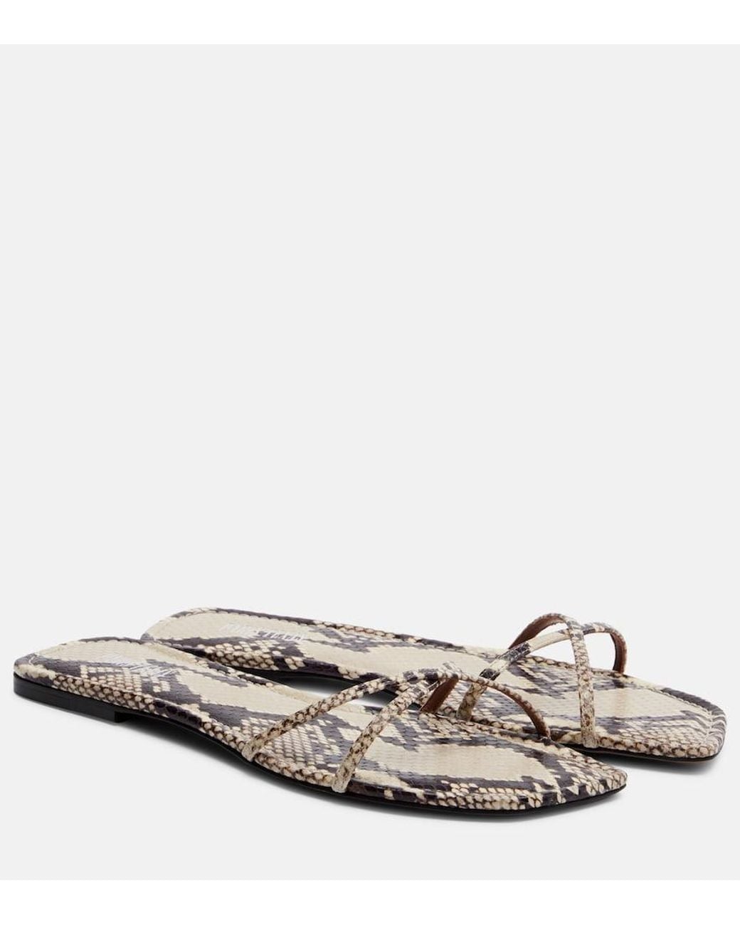 Paris Texas Natural Biarritz Snake-Effect Leather Sandals