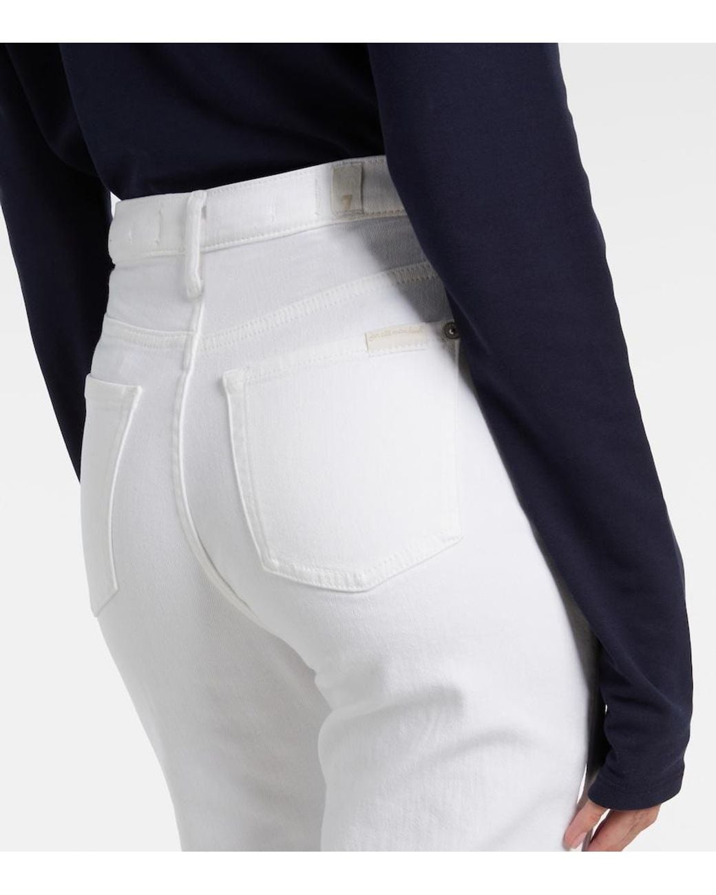 7 For All Mankind White Modern Dojo High-Rise Wide-Leg Jeans