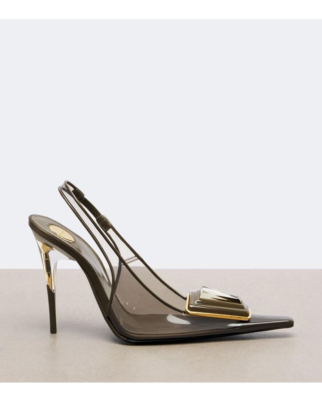 Saint Laurent Metallic Sibyl Embellished Tpu Slingback Pumps