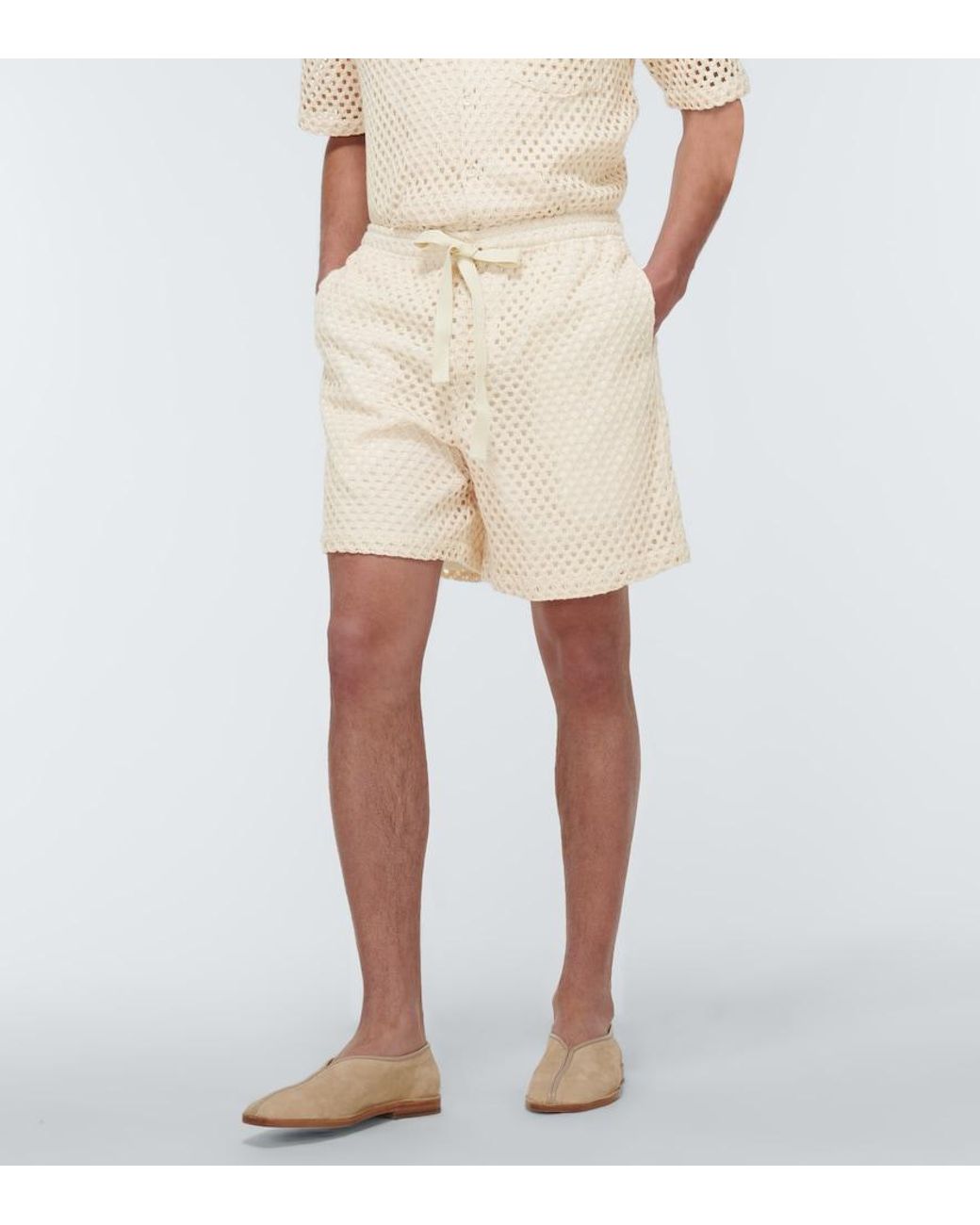 Commas Natural Cotton-Blend Shorts for men