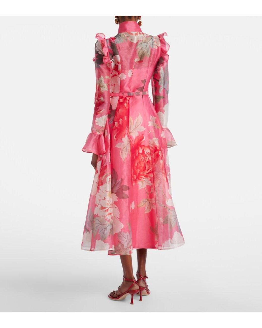 LEO LIN Pink Katrina Floral Midi Dress