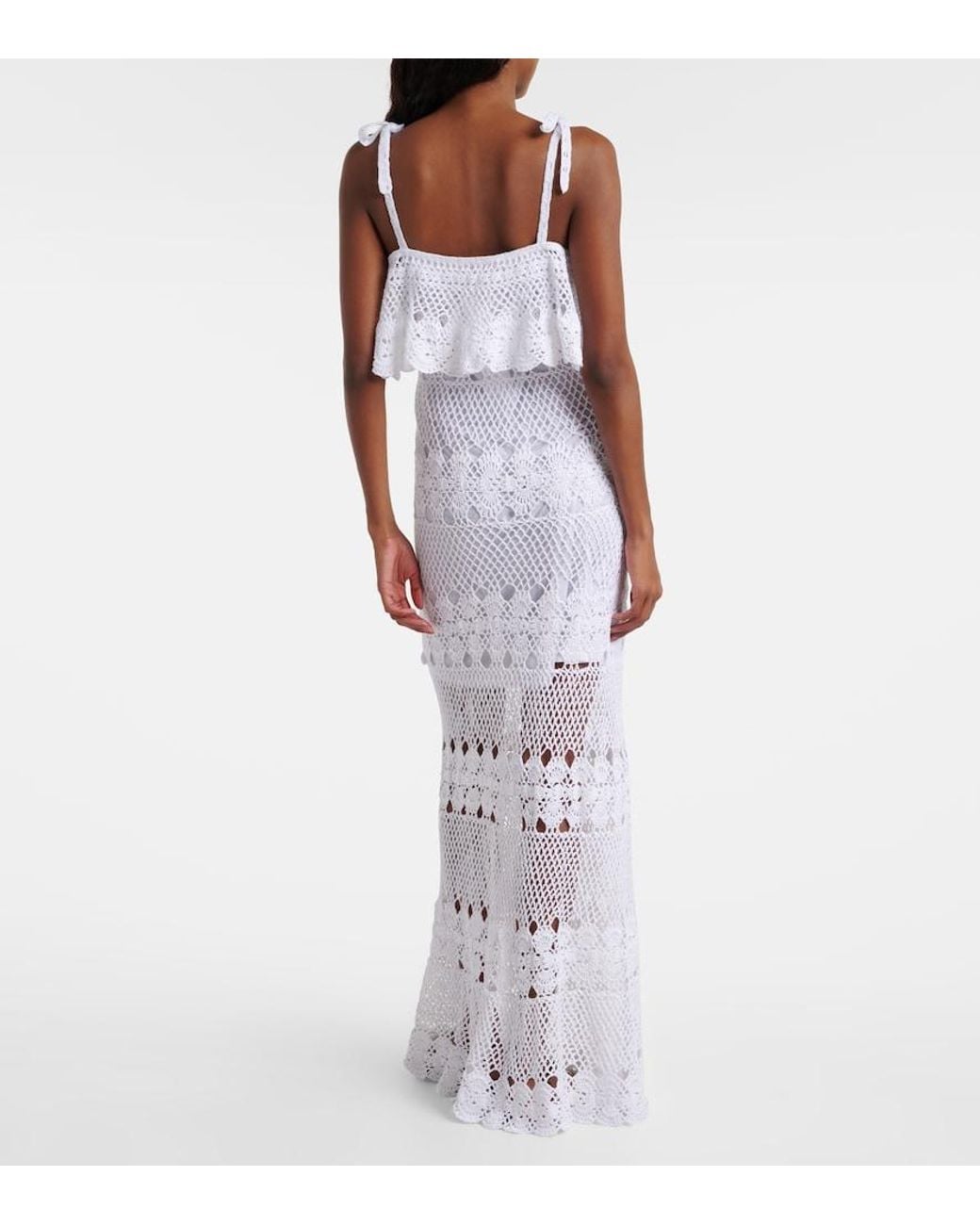 Anna Kosturova White Marianne Crochet Cotton Maxi Dress