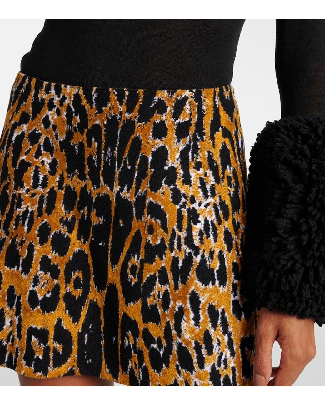 Alaïa Black Leopard-Print Miniskirt