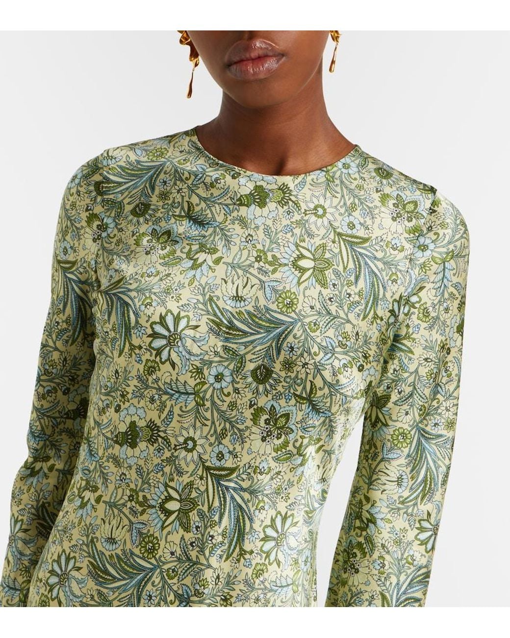 Veronica Beard Green Gemma Printed Silk-Blend Maxi Dress