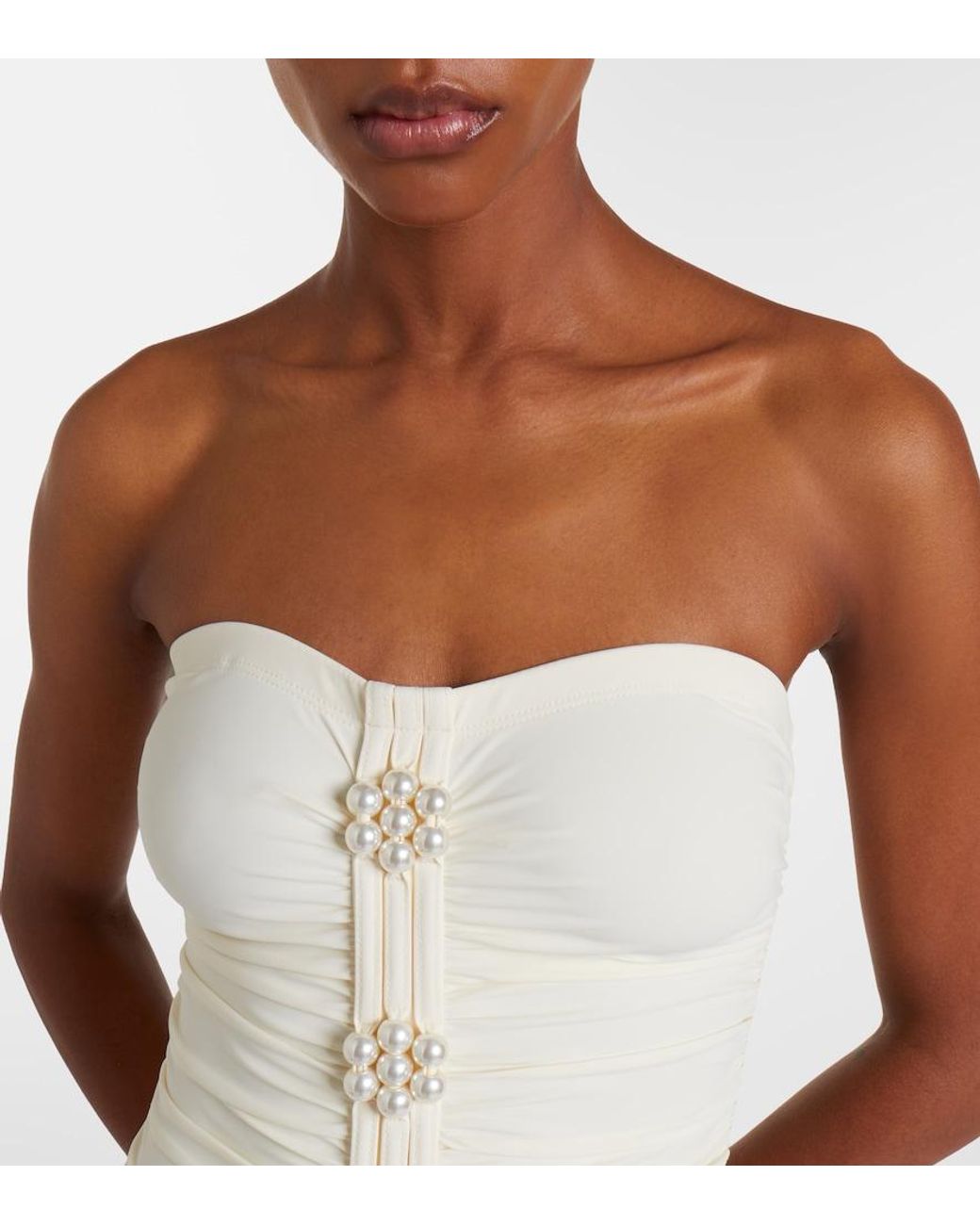 Karla Colletto White Maya Embellished Swimsuit