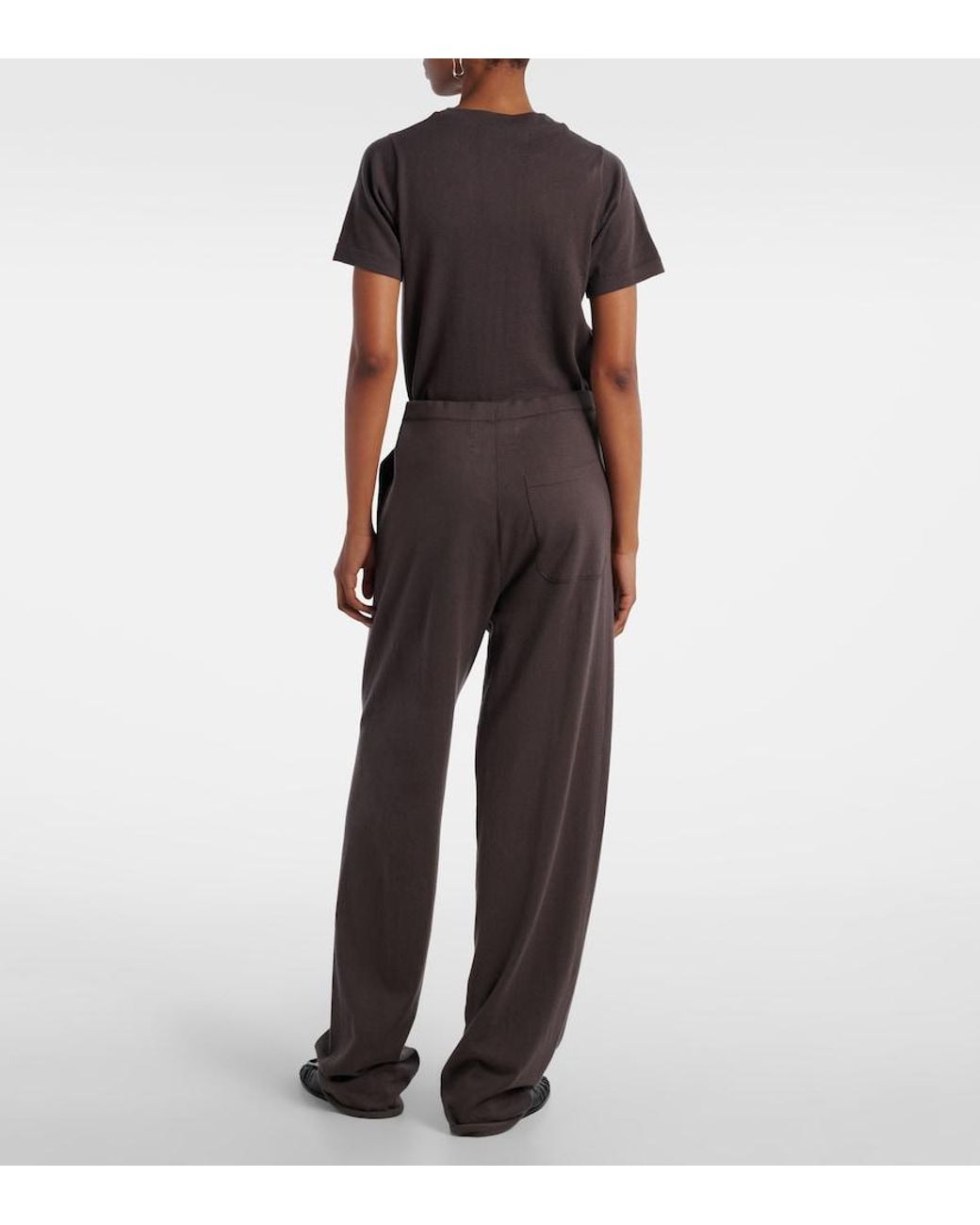 Extreme Cashmere Brown N°353 Relax Cotton And Cashmere Wide-Leg Pants