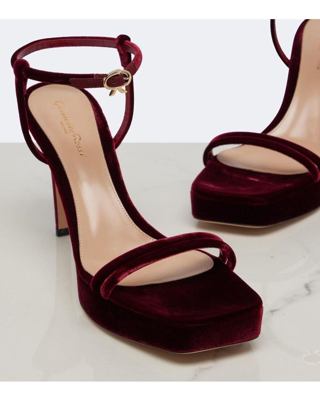Gianvito Rossi Red Velvet Platform Sandals