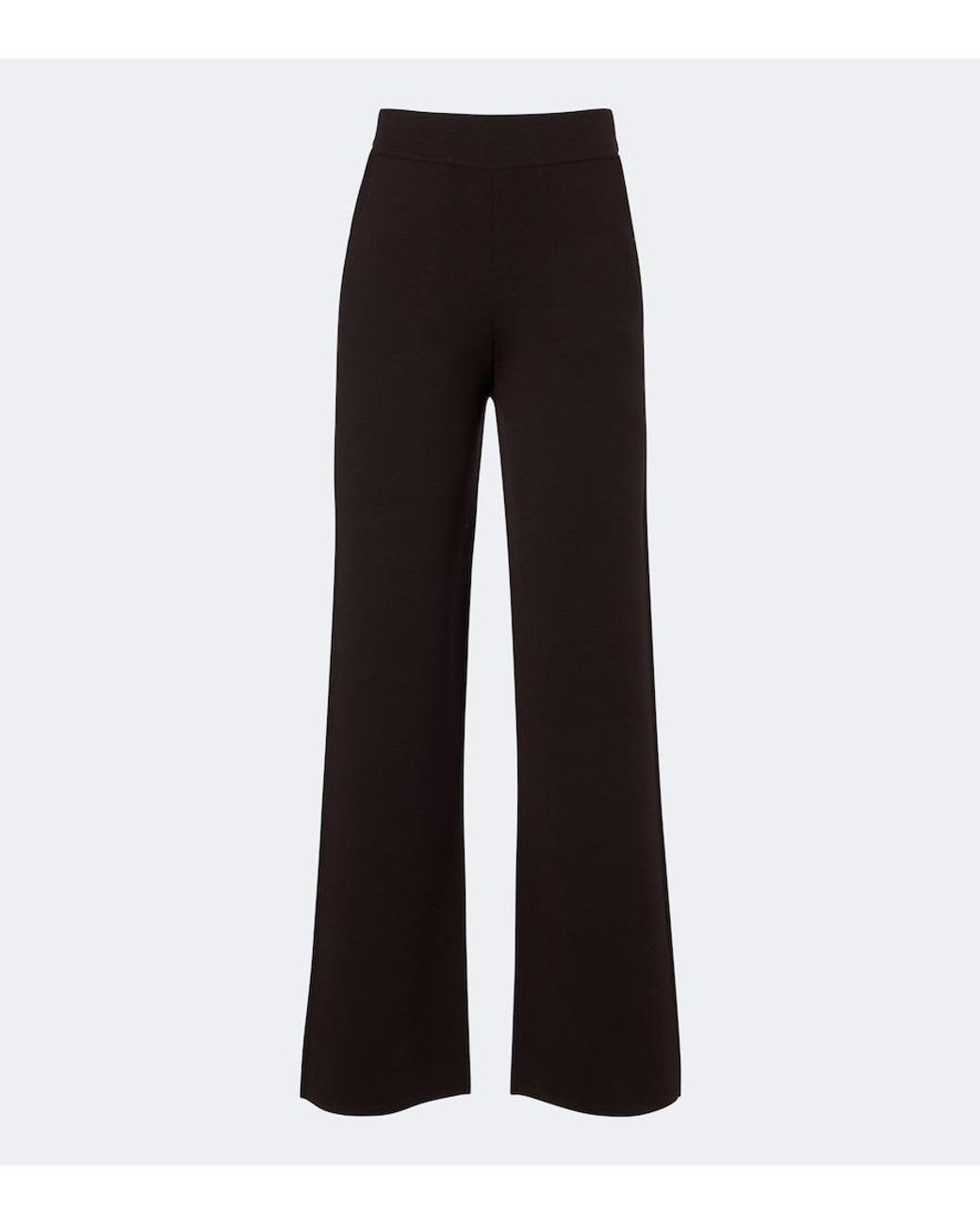 Max Mara Black Knitted Wool-Blend Wide-Leg Pants