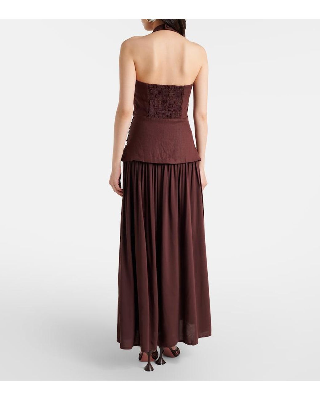 Faithfull The Brand Purple Tali Halterneck Linen Maxi Dress