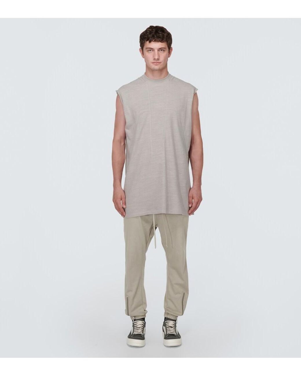 Rick Owens Natural Cotton Jersey Sweatpants for men