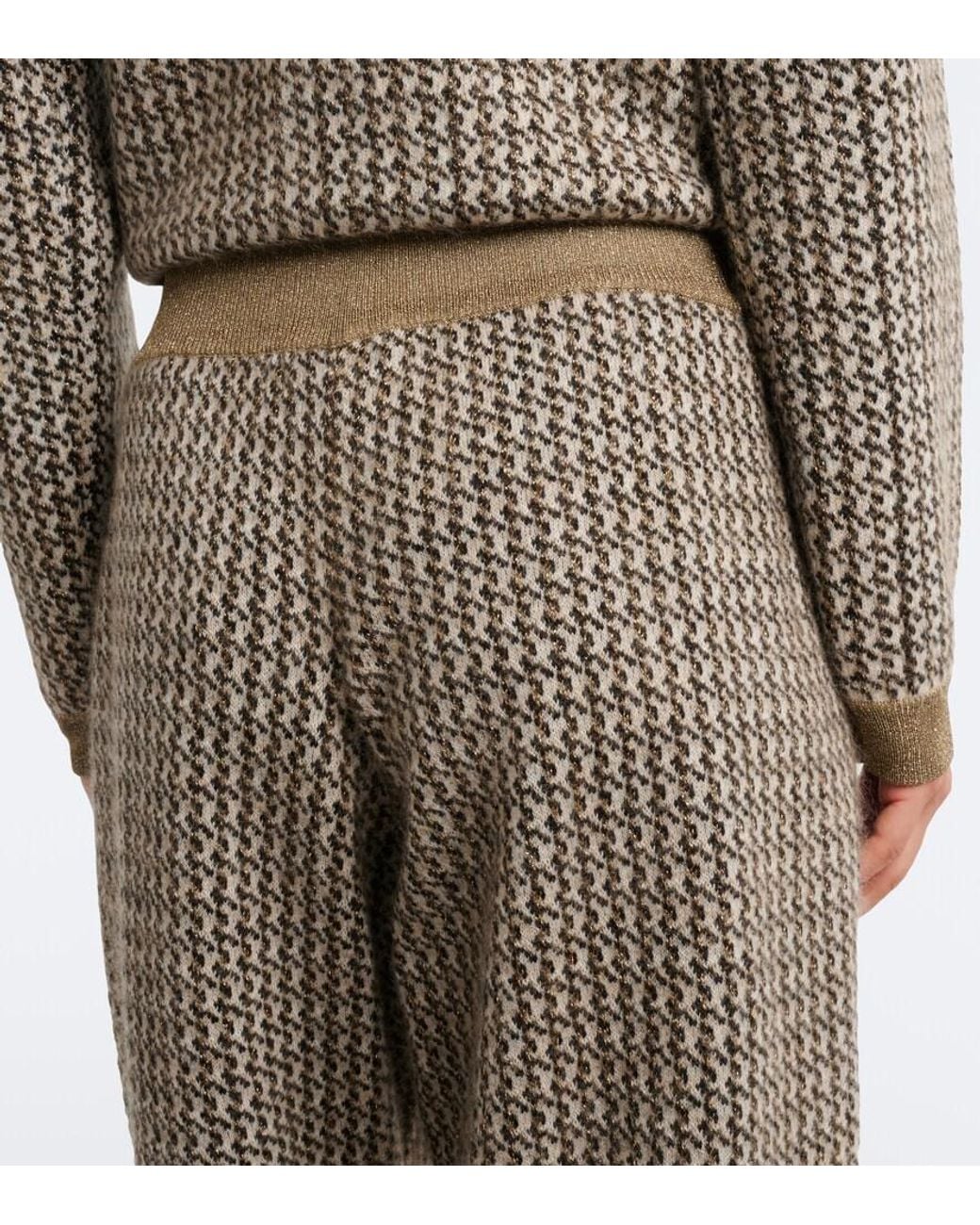 Brunello Cucinelli Gray Houndstooth Mohair And Wool-Blend Straight Pants