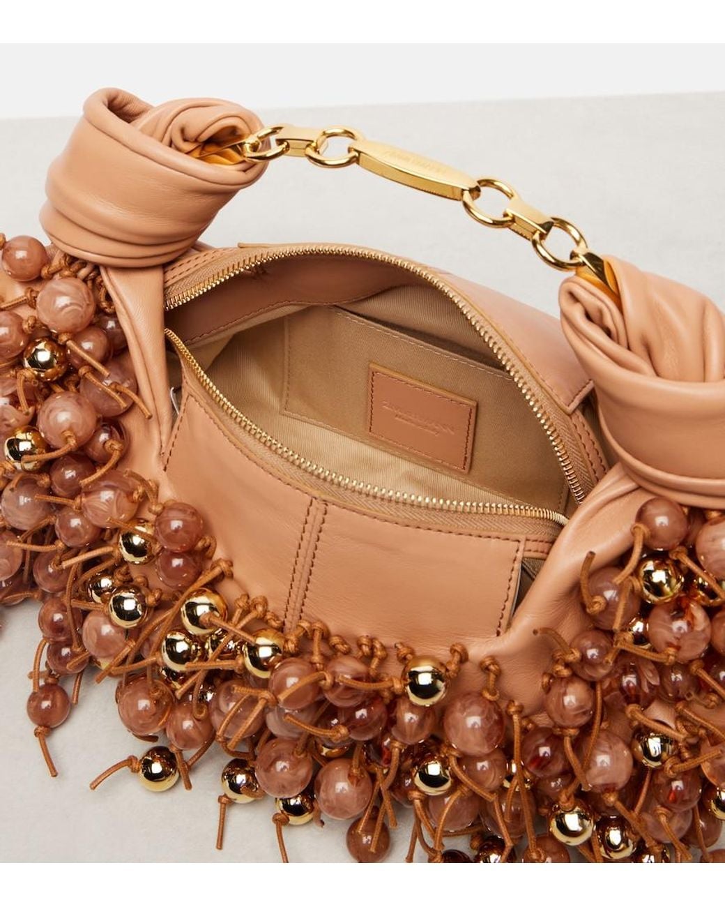 Zimmermann Brown Foam Beaded Leather Shoulder Bag