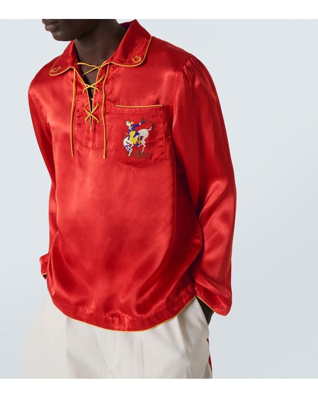 Camisa Bronco Bordada Bode de hombre de color Red