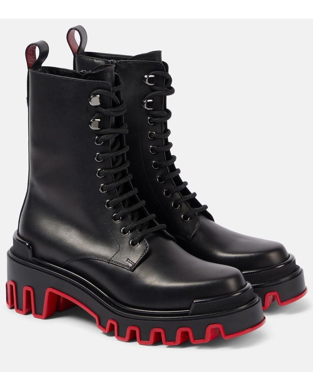Christian Louboutin Black Dune Trott Alta Leather Platform Boots