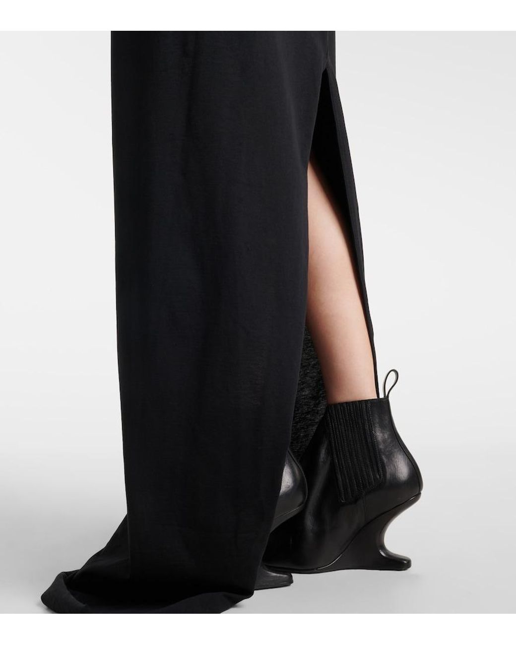 Rick Owens Black Temple Layered Cotton Jersey Maxi Dress