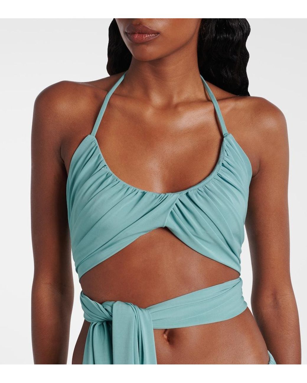 Alaïa Blue Draped Halterneck Top