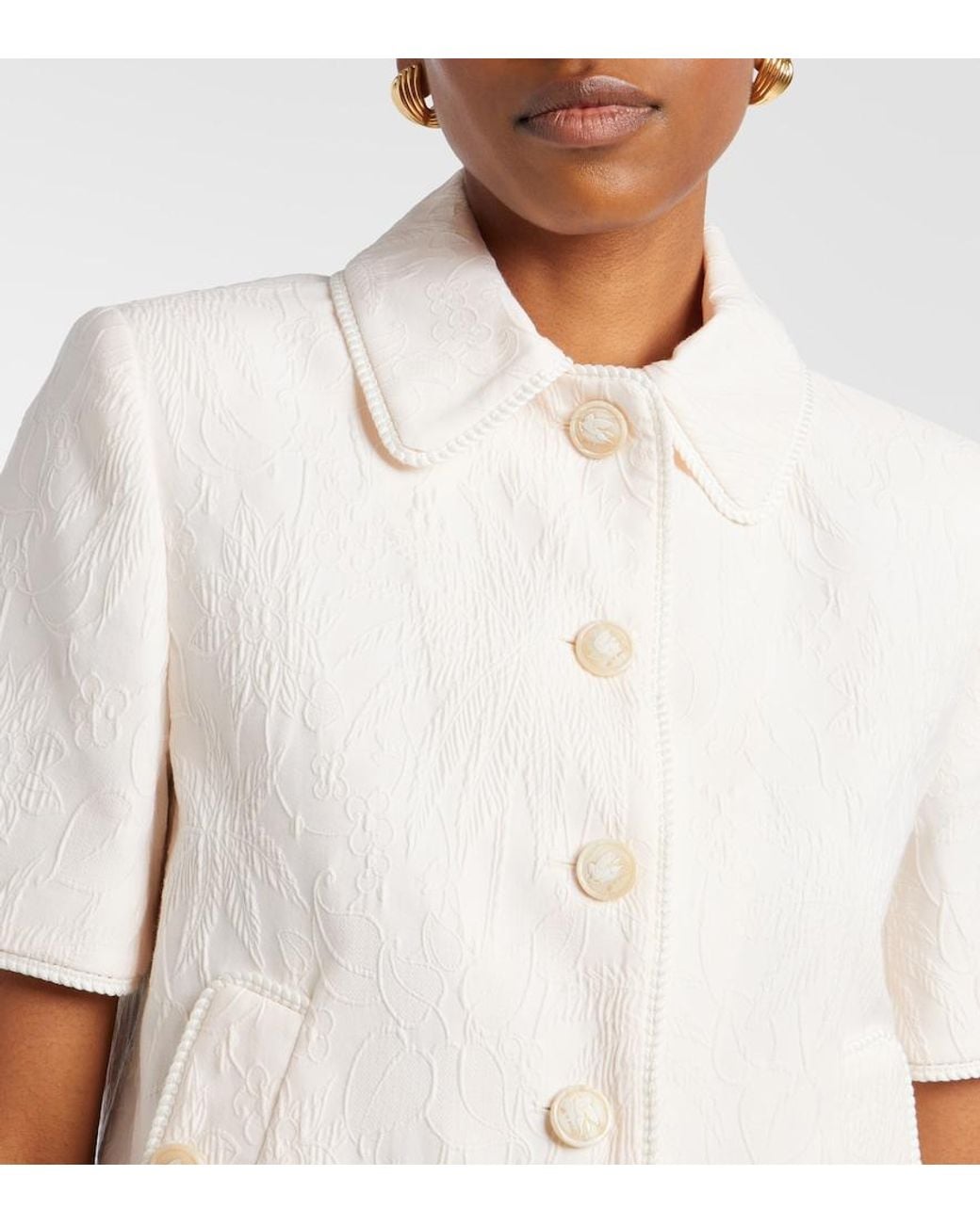 Etro White Cottton-Blend Jacquard Jacket