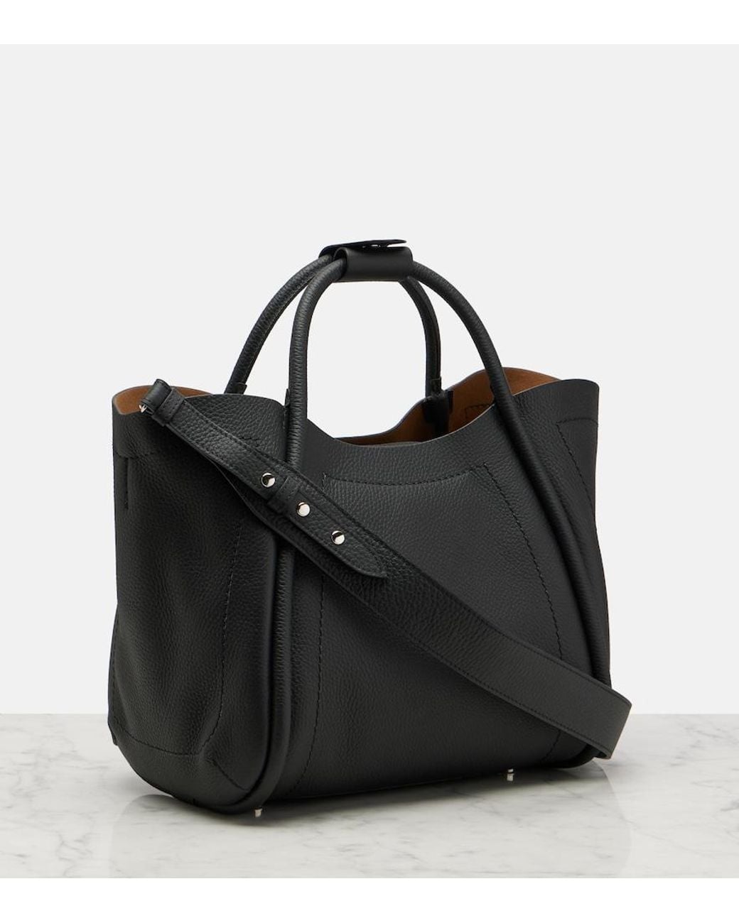 Max Mara Black Marine Leather Tote Bag