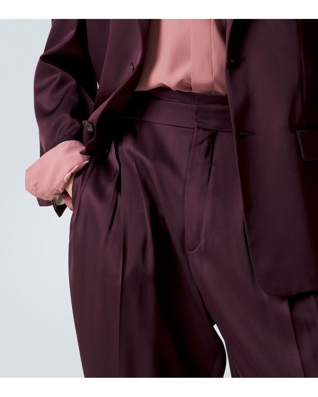 Saint Laurent Purple Silk Suit Pants for men