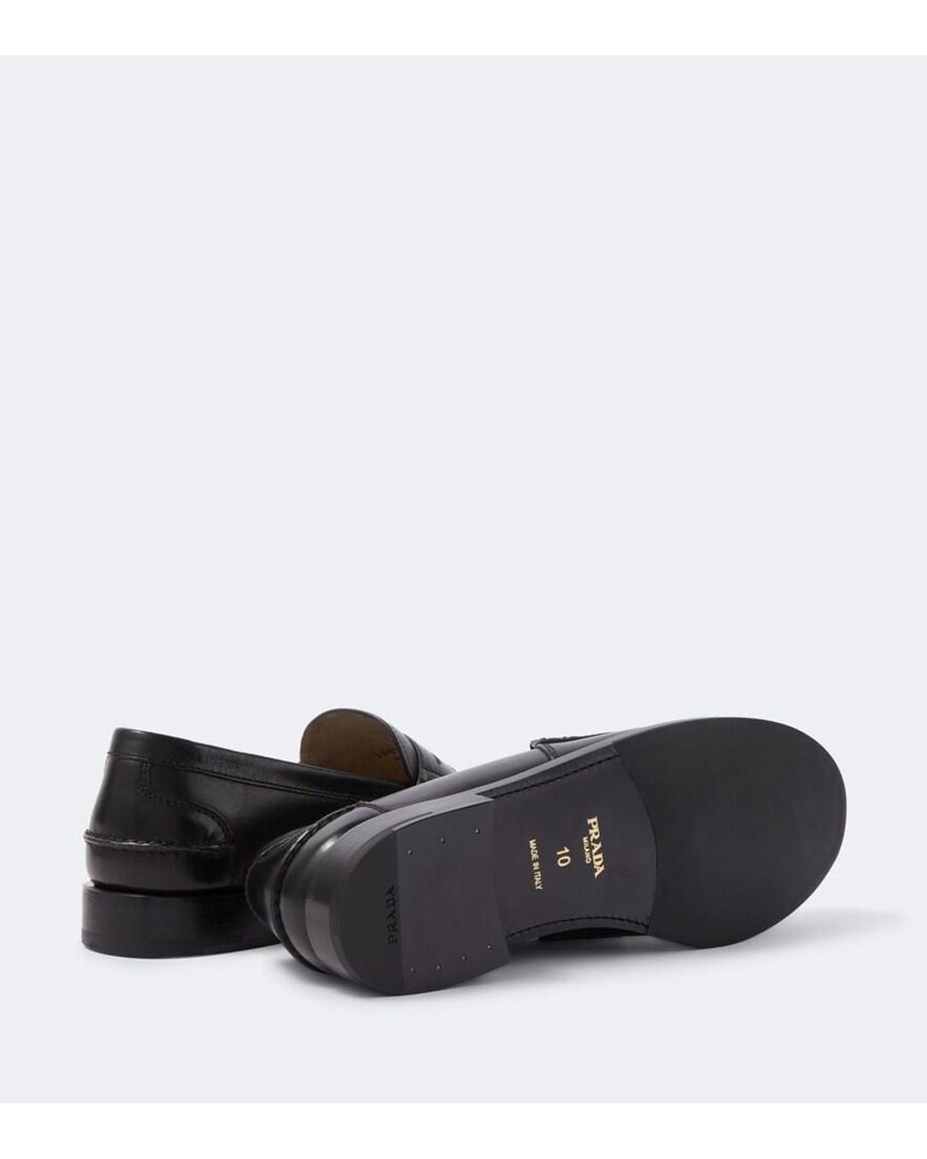 Prada Black Leather Penny Loafers for men
