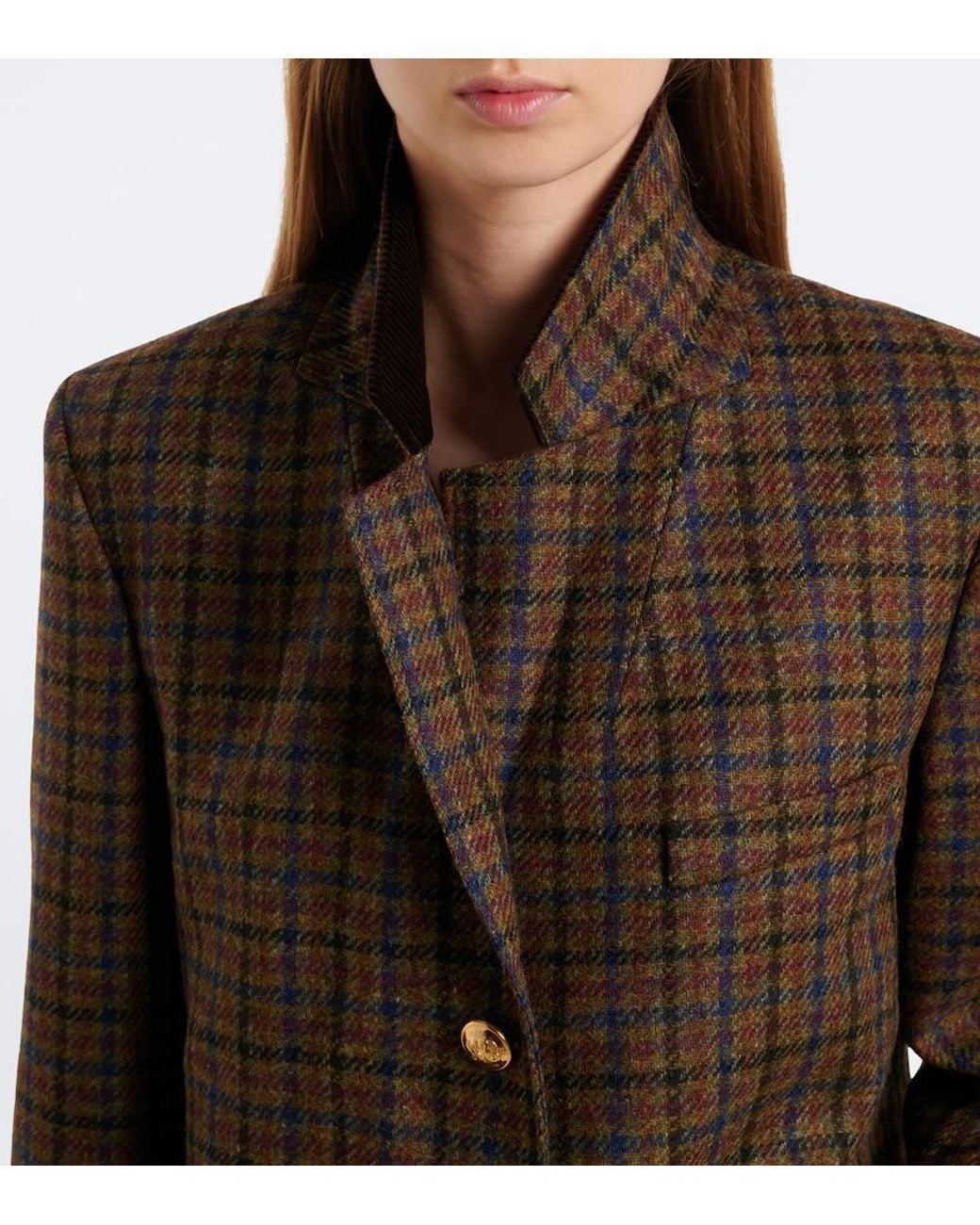 Blazé Milano Brown Amandira Shelley Checked Virgin Wool Blazer
