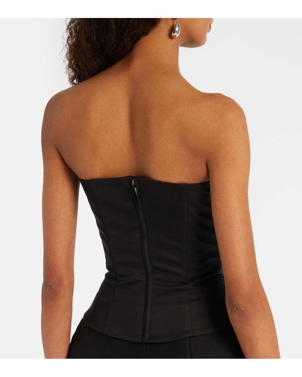 Magda Butrym Black Ruffled Wool And Silk Bustier Top